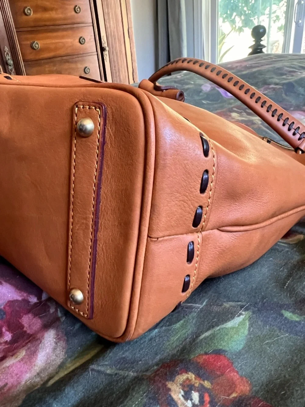 Dooney & Bourke Florentine Large Toggle Sac Hobo bag w/whipstitch details
